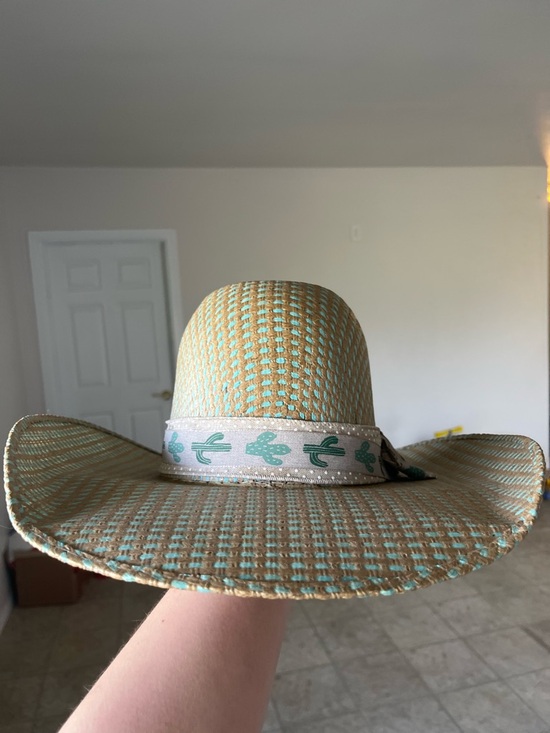 American Hat Company Other - Teal Accent Straw Cowboy Hat for Women